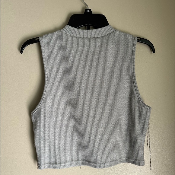 Nylon Apparel. Rhinestone tank. Gray. BNWT. Size Large. Smoke and pet free. - Picture 6 of 6